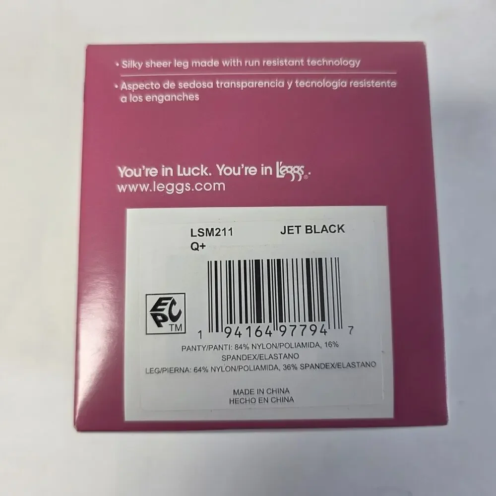 L'eggs Silken Mist Silky Sheer Leg Control Top Tights, 2 Pairs Jet Black Size Q+